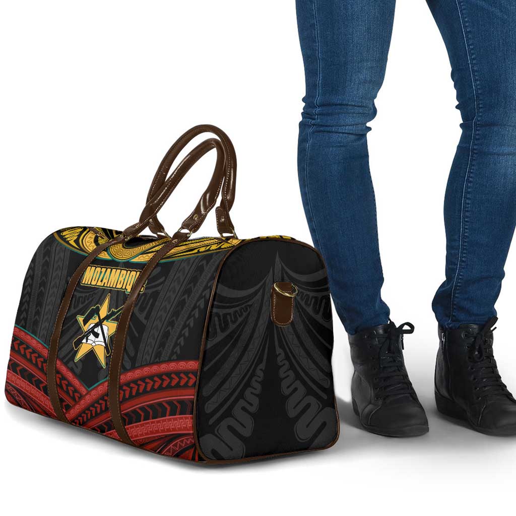 Mozambique Travel Bag with Black Red Tribal Design and National Map Pattern - Wonder Print Shop