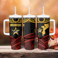 Mozambique Tumbler With Handle with Black Red Tribal Design and National Map Pattern - Wonder Print Shop
