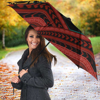 Mozambique Umbrella with Black Red Tribal Design and National Map Pattern - Wonder Print Shop