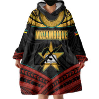 Mozambique Wearable Blanket Hoodie with Black Red Tribal Design and National Map Pattern - Wonder Print Shop