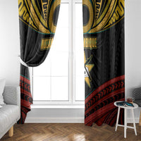 Mozambique Window Curtain with Black Red Tribal Design and National Map Pattern - Wonder Print Shop