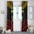 Mozambique Window Curtain with Black Red Tribal Design and National Map Pattern - Wonder Print Shop