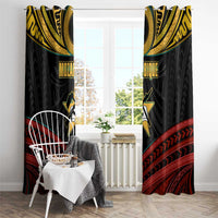Mozambique Window Curtain with Black Red Tribal Design and National Map Pattern - Wonder Print Shop