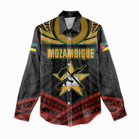 Mozambique Women Casual Shirt with Black Red Tribal Design and National Map Pattern - Wonder Print Shop