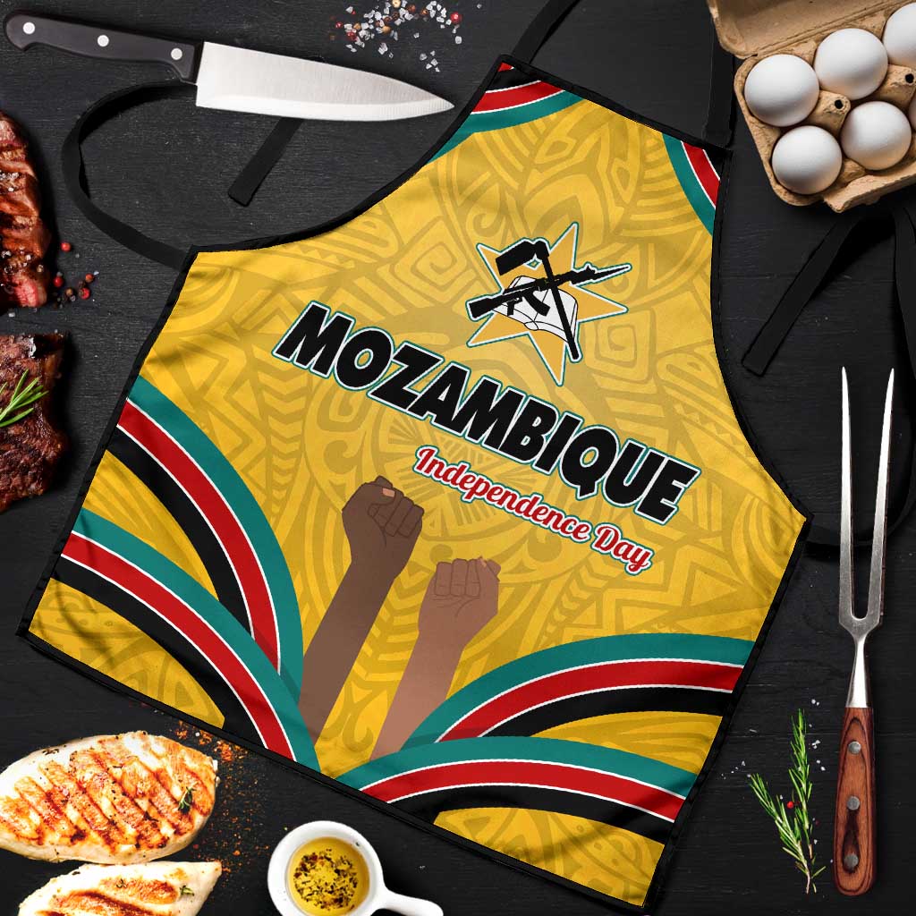 Mozambique Apron with Yellow Red Green Swirl Design and Independence Day - Wonder Print Shop