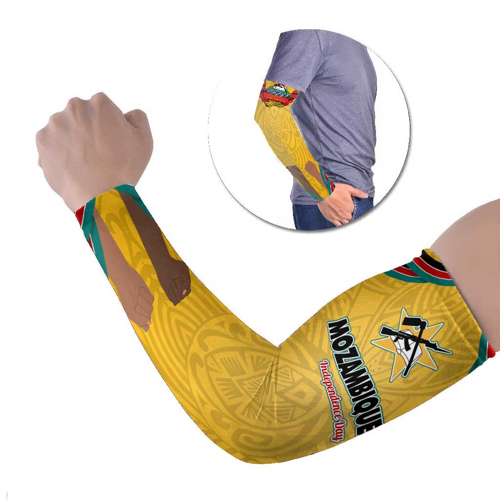 Mozambique Arm Sleeves with Yellow Red Green Swirl Design and Independence Day - Wonder Print Shop