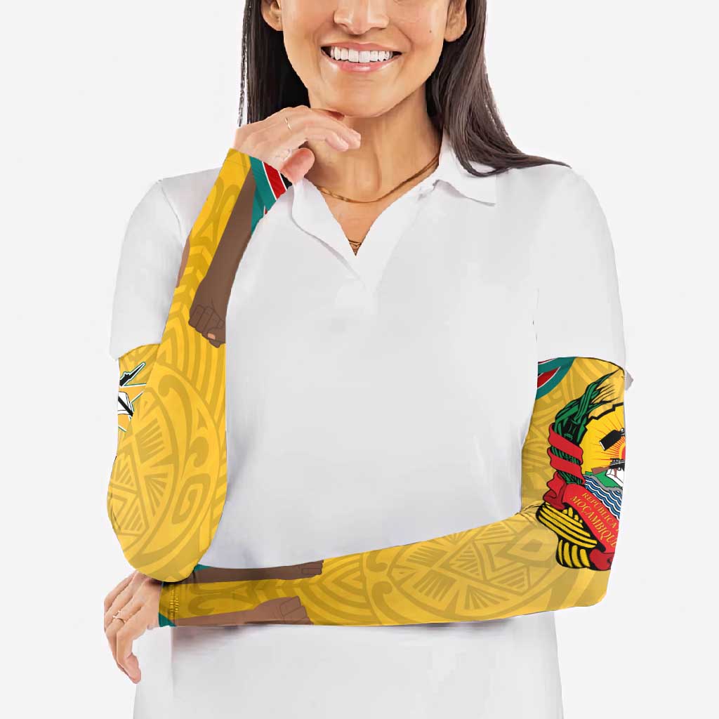 Mozambique Arm Sleeves with Yellow Red Green Swirl Design and Independence Day - Wonder Print Shop
