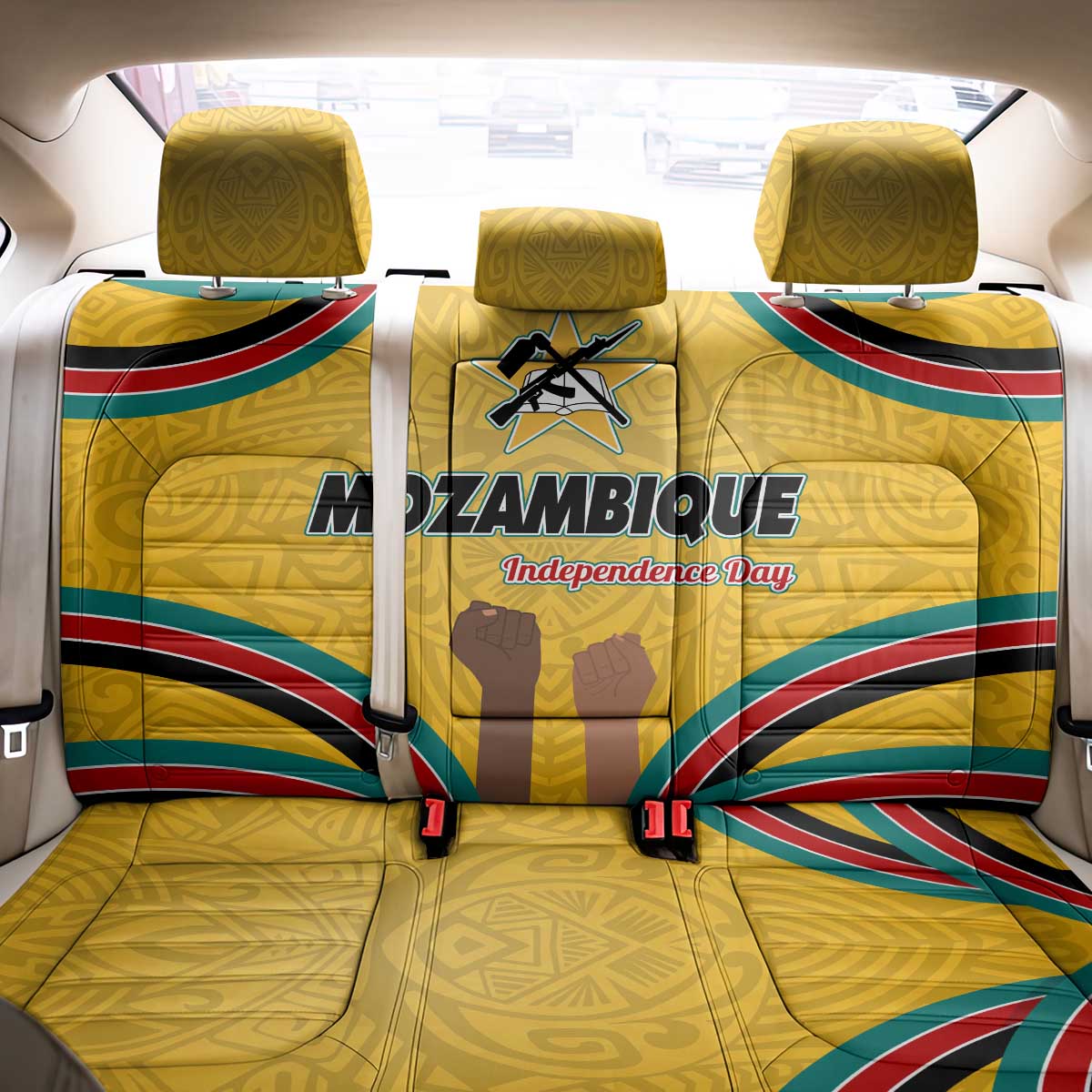 Mozambique Back Car Seat Cover with Yellow Red Green Swirl Design and Independence Day - Wonder Print Shop