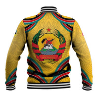 Mozambique Baseball Jacket with Yellow Red Green Swirl Design and Independence Day - Wonder Print Shop