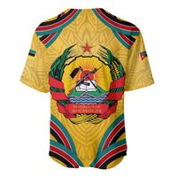 Mozambique Baseball Jersey with Yellow Red Green Swirl Design and Independence Day - Wonder Print Shop