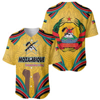 Mozambique Baseball Jersey with Yellow Red Green Swirl Design and Independence Day - Wonder Print Shop