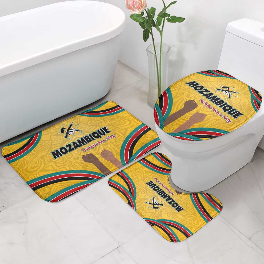 Mozambique Bathroom Set with Yellow Red Green Swirl Design and Independence Day - Wonder Print Shop