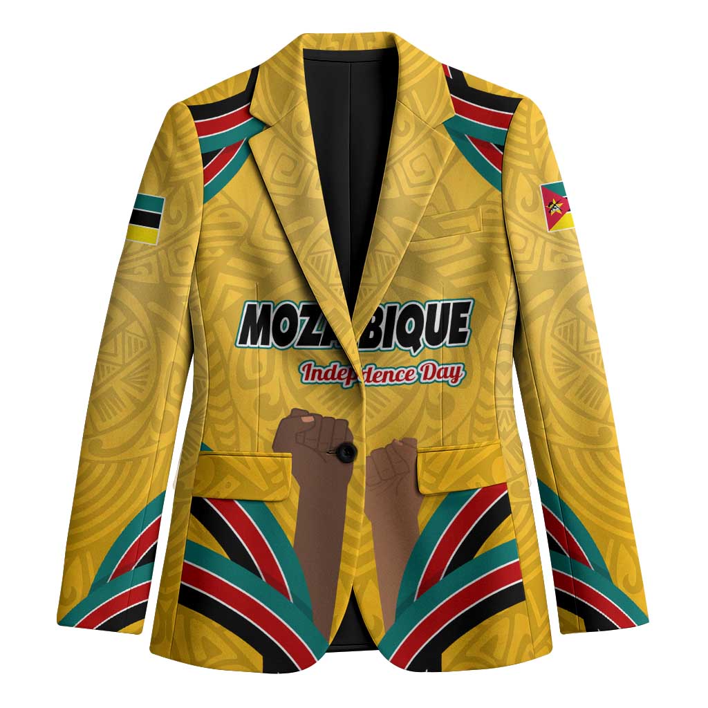 Mozambique Blazer with Yellow Red Green Swirl Design and Independence Day - Wonder Print Shop