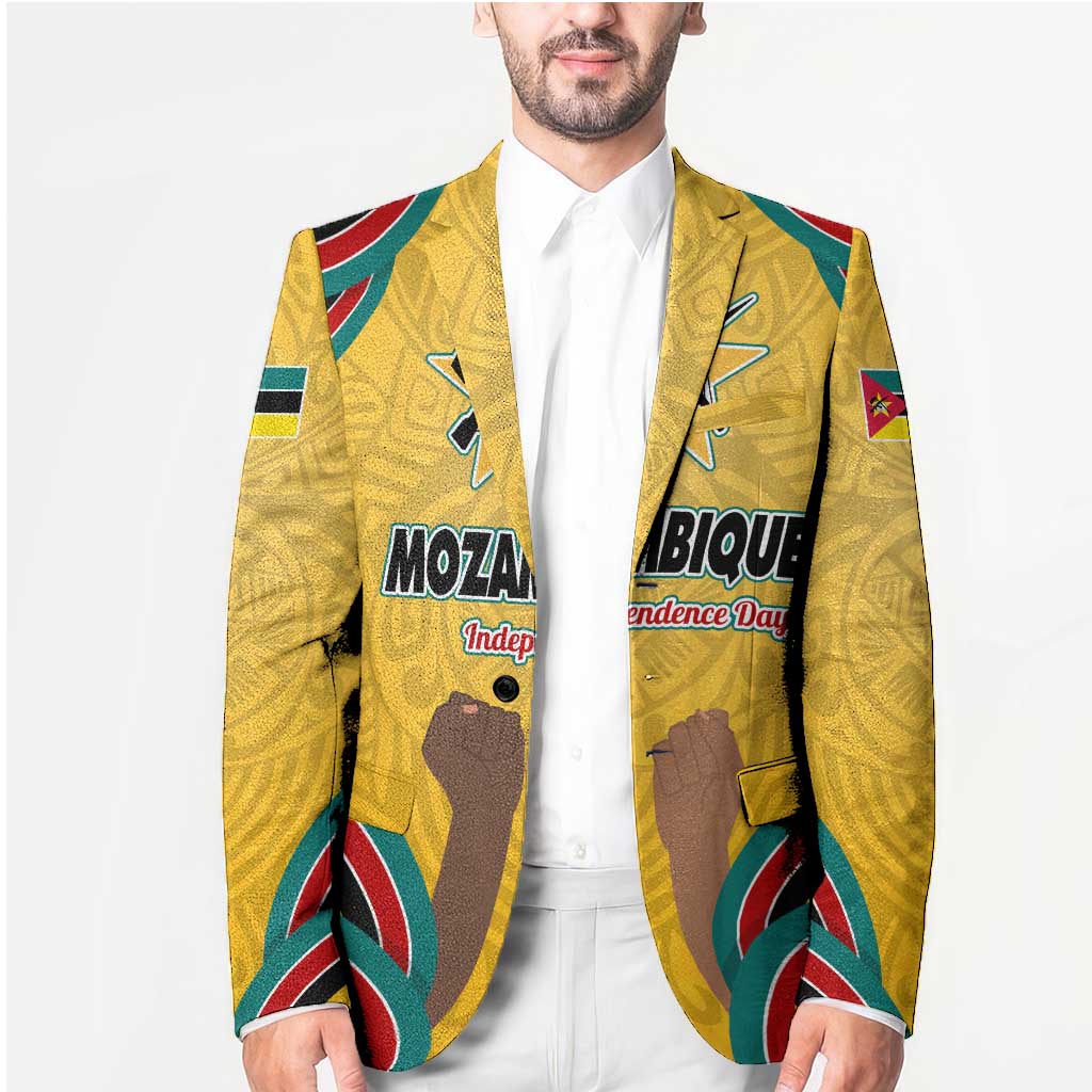 Mozambique Blazer with Yellow Red Green Swirl Design and Independence Day - Wonder Print Shop