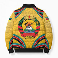 Mozambique Bomber Puffer Jacket with Yellow Red Green Swirl Design and Independence Day - Wonder Print Shop