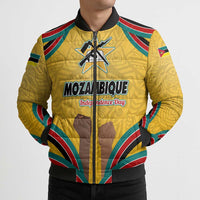 Mozambique Bomber Puffer Jacket with Yellow Red Green Swirl Design and Independence Day - Wonder Print Shop