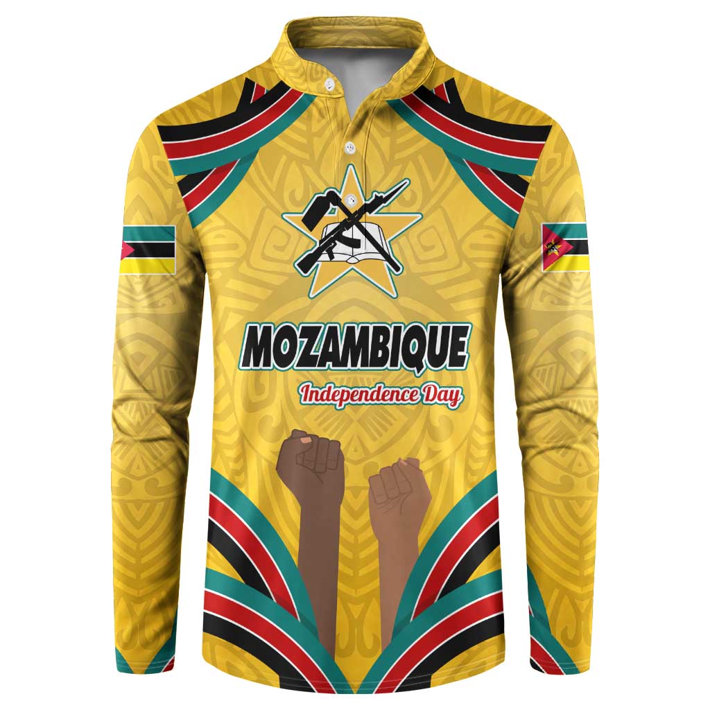 Mozambique Button Sweatshirt with Yellow Red Green Swirl Design and Independence Day - Wonder Print Shop