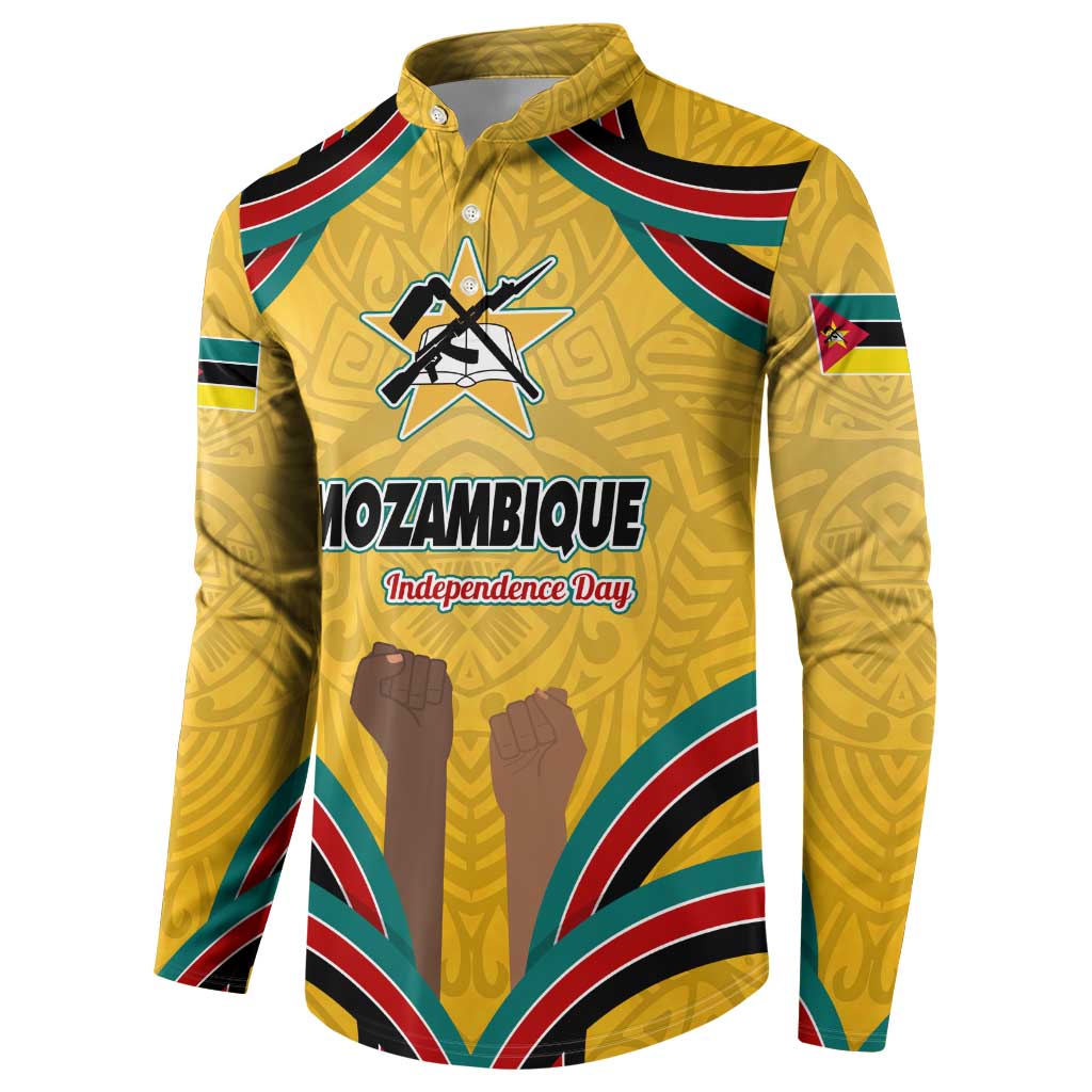 Mozambique Button Sweatshirt with Yellow Red Green Swirl Design and Independence Day - Wonder Print Shop