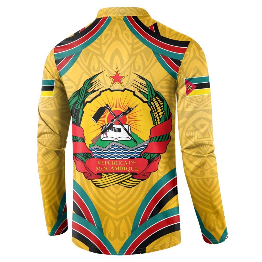 Mozambique Button Sweatshirt with Yellow Red Green Swirl Design and Independence Day - Wonder Print Shop