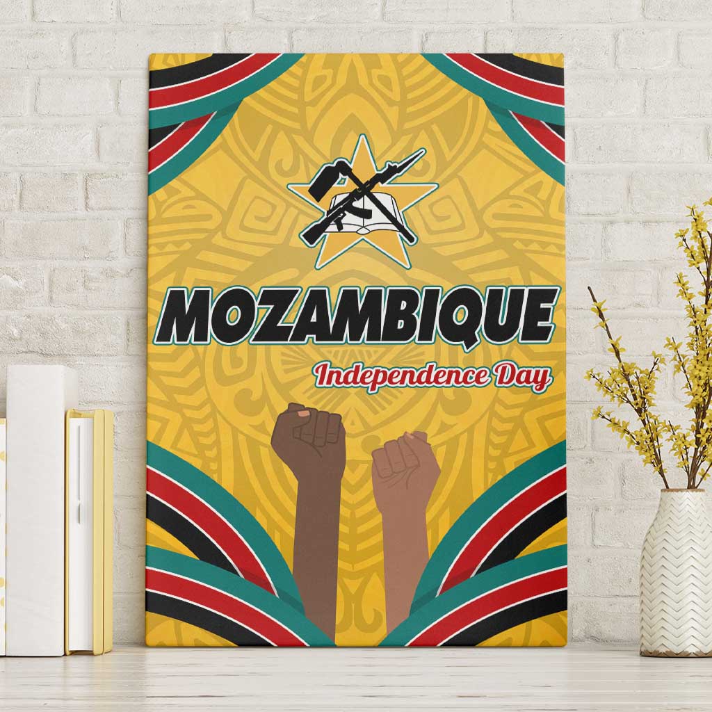 Mozambique Canvas Wall Art with Yellow Red Green Swirl Design and Independence Day - Wonder Print Shop