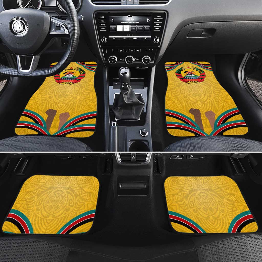 Mozambique Car Mats with Yellow Red Green Swirl Design and Independence Day - Wonder Print Shop