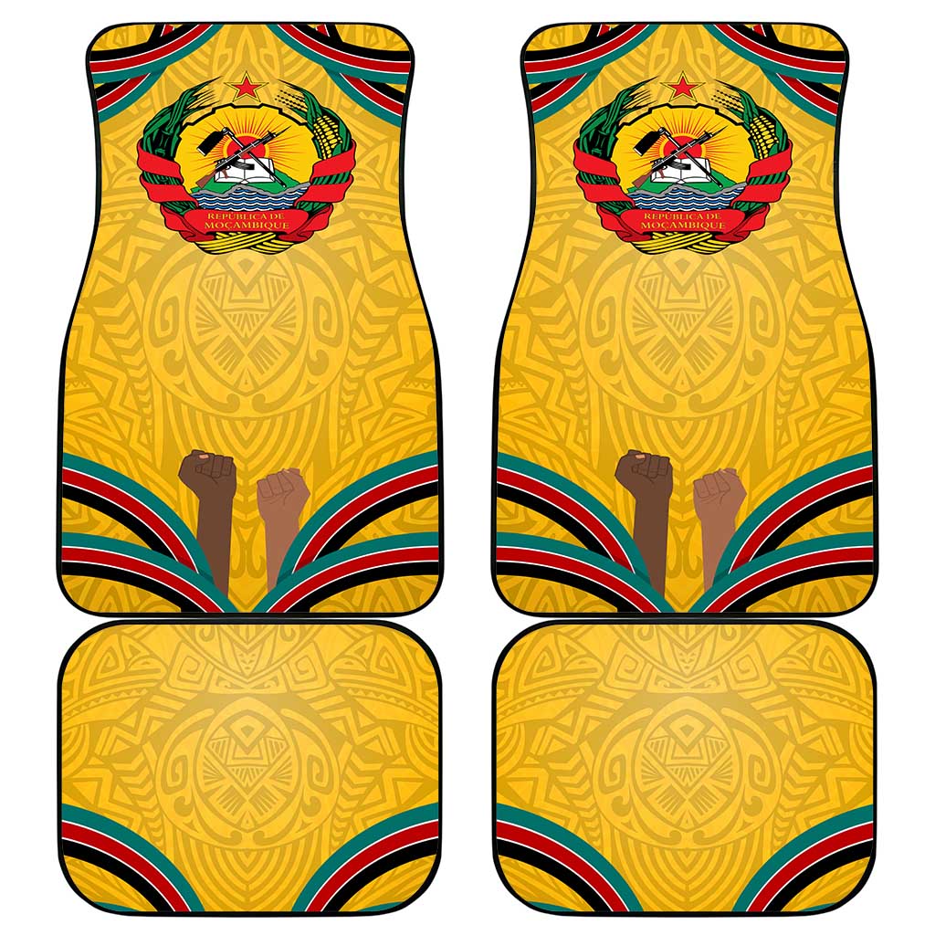 Mozambique Car Mats with Yellow Red Green Swirl Design and Independence Day - Wonder Print Shop