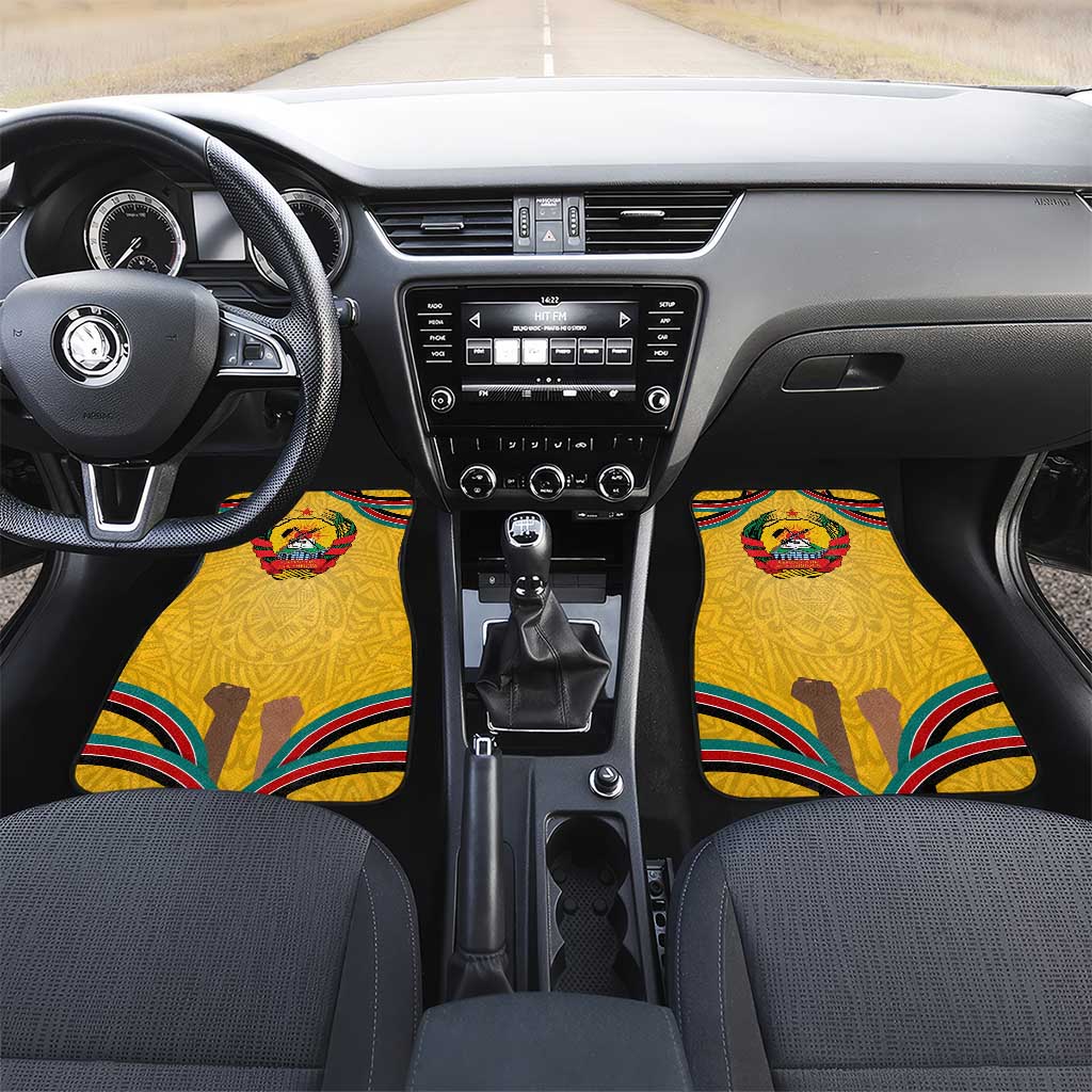 Mozambique Car Mats with Yellow Red Green Swirl Design and Independence Day - Wonder Print Shop