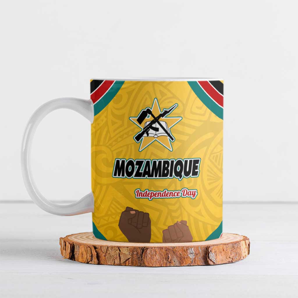 Mozambique Ceramic Mug with Yellow Red Green Swirl Design and Independence Day - Wonder Print Shop