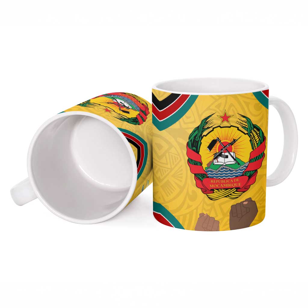 Mozambique Ceramic Mug with Yellow Red Green Swirl Design and Independence Day - Wonder Print Shop