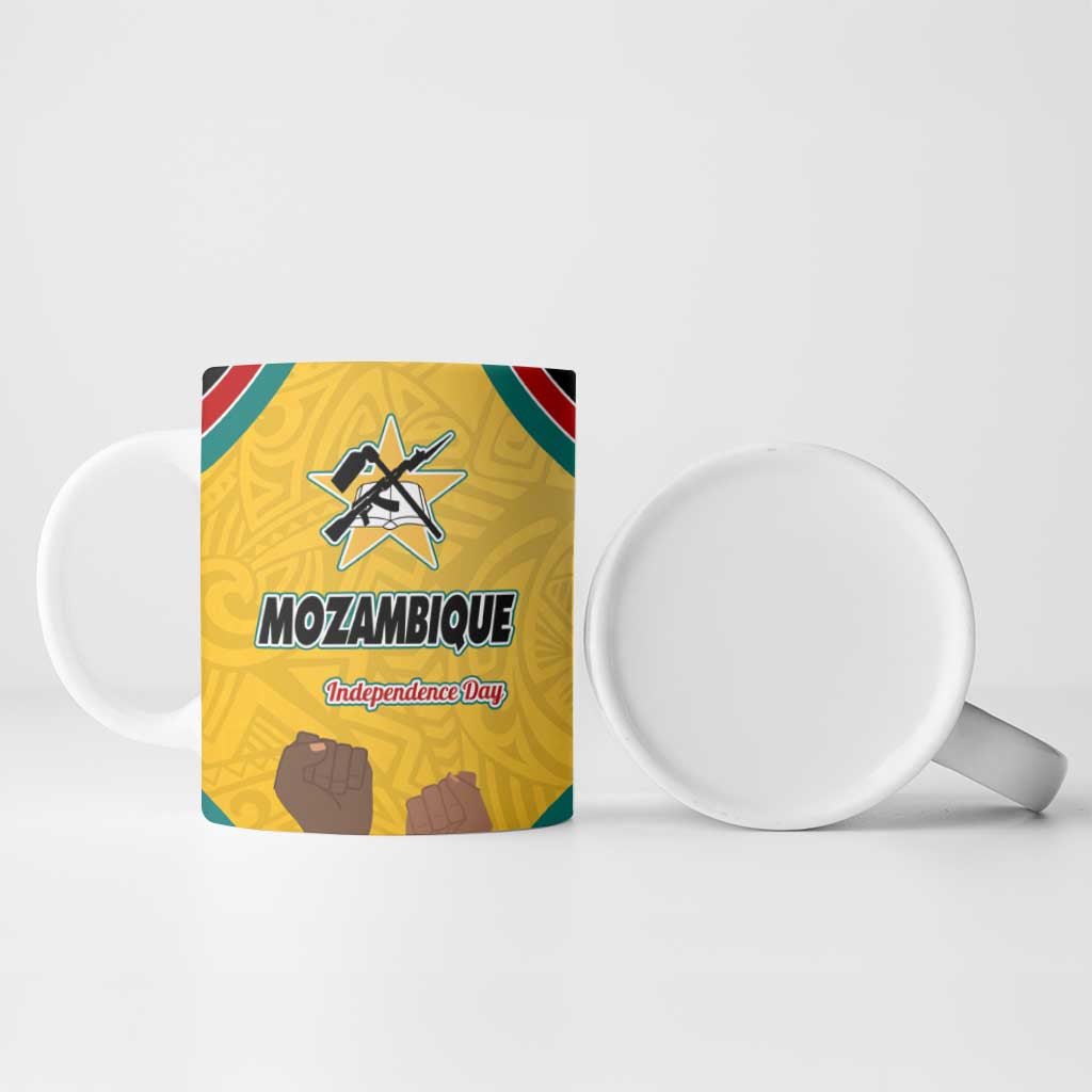 Mozambique Ceramic Mug with Yellow Red Green Swirl Design and Independence Day - Wonder Print Shop