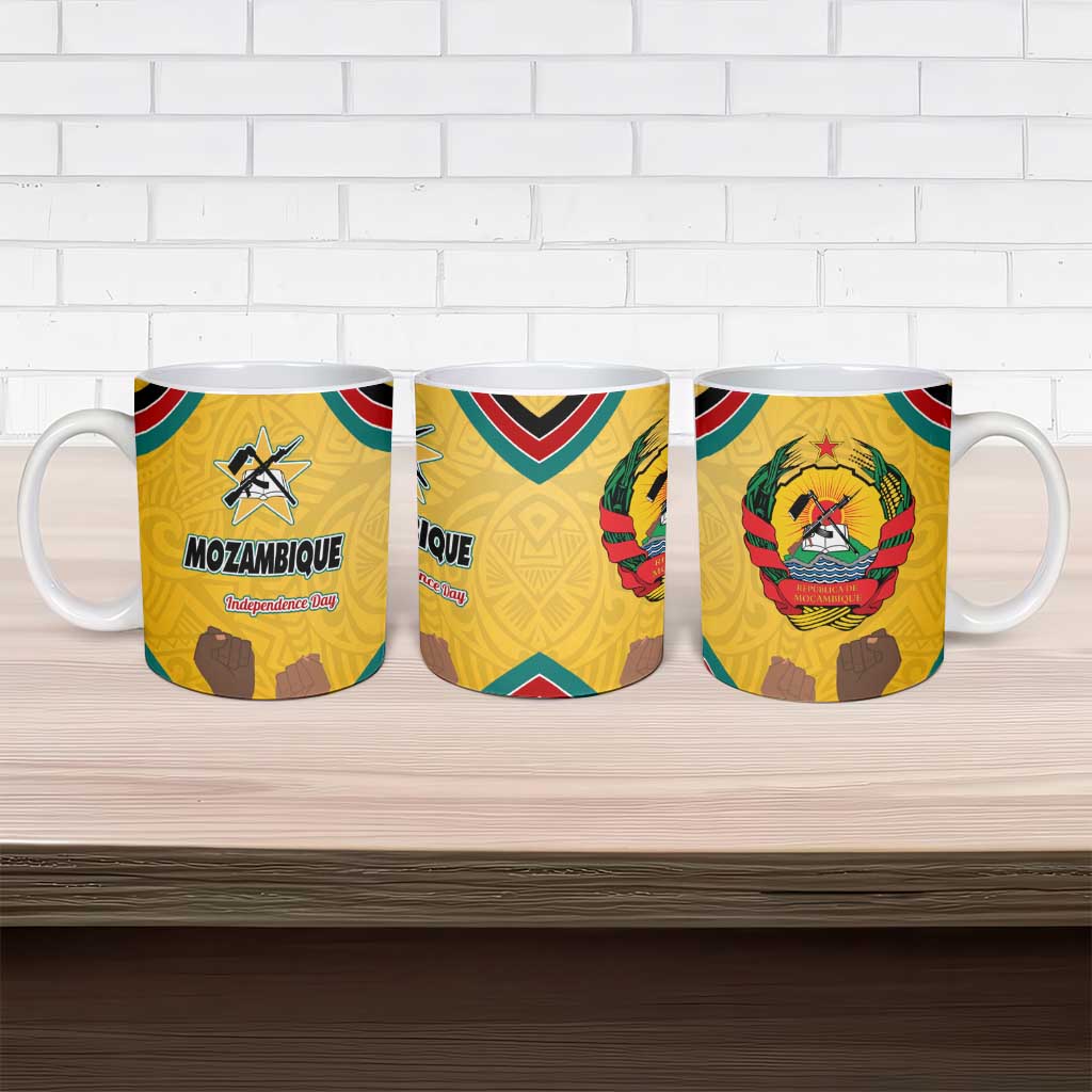 Mozambique Ceramic Mug with Yellow Red Green Swirl Design and Independence Day - Wonder Print Shop