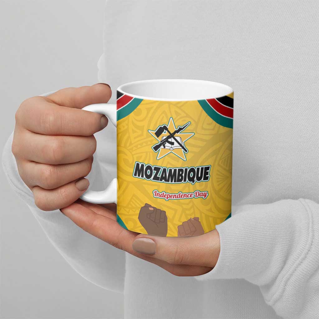 Mozambique Ceramic Mug with Yellow Red Green Swirl Design and Independence Day - Wonder Print Shop