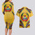 Mozambique Couples Matching Long Sleeve Bodycon Dress and Hawaiian Shirt with Yellow Red Green Swirl Design and Independence Day - Wonder Print Shop