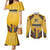 Mozambique Couples Matching Mermaid Dress and Long Sleeve Button Shirt with Yellow Red Green Swirl Design and Independence Day - Wonder Print Shop