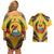 Mozambique Couples Matching Off Shoulder Short Dress and Hawaiian Shirt with Yellow Red Green Swirl Design and Independence Day - Wonder Print Shop