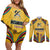 Mozambique Couples Matching Off Shoulder Short Dress and Long Sleeve Button Shirt with Yellow Red Green Swirl Design and Independence Day - Wonder Print Shop