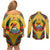 Mozambique Couples Matching Off Shoulder Short Dress and Long Sleeve Button Shirt with Yellow Red Green Swirl Design and Independence Day - Wonder Print Shop