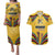 Mozambique Couples Matching Puletasi and Hawaiian Shirt with Yellow Red Green Swirl Design and Independence Day - Wonder Print Shop