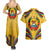 Mozambique Couples Matching Summer Maxi Dress and Hawaiian Shirt with Yellow Red Green Swirl Design and Independence Day - Wonder Print Shop