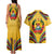 Mozambique Couples Matching Tank Maxi Dress and Hawaiian Shirt with Yellow Red Green Swirl Design and Independence Day - Wonder Print Shop
