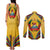 Mozambique Couples Matching Tank Maxi Dress and Long Sleeve Button Shirt with Yellow Red Green Swirl Design and Independence Day - Wonder Print Shop