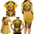 Mozambique Family Matching Long Sleeve Bodycon Dress and Hawaiian Shirt with Yellow Red Green Swirl Design and Independence Day - Wonder Print Shop