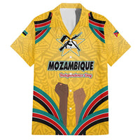 Mozambique Family Matching Long Sleeve Bodycon Dress and Hawaiian Shirt with Yellow Red Green Swirl Design and Independence Day - Wonder Print Shop