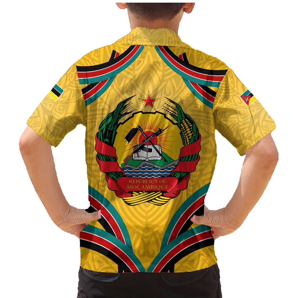 Mozambique Family Matching Mermaid Dress and Hawaiian Shirt with Yellow Red Green Swirl Design and Independence Day - Wonder Print Shop