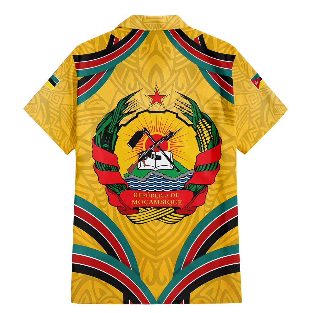 Mozambique Family Matching Mermaid Dress and Hawaiian Shirt with Yellow Red Green Swirl Design and Independence Day - Wonder Print Shop