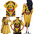 Mozambique Family Matching Off The Shoulder Long Sleeve Dress and Hawaiian Shirt with Yellow Red Green Swirl Design and Independence Day - Wonder Print Shop