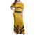 Mozambique Family Matching Off Shoulder Maxi Dress and Hawaiian Shirt with Yellow Red Green Swirl Design and Independence Day - Wonder Print Shop