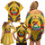 Mozambique Family Matching Off Shoulder Short Dress and Hawaiian Shirt with Yellow Red Green Swirl Design and Independence Day - Wonder Print Shop