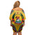 Mozambique Family Matching Off Shoulder Short Dress and Hawaiian Shirt with Yellow Red Green Swirl Design and Independence Day - Wonder Print Shop