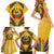 Mozambique Family Matching Short Sleeve Bodycon Dress and Hawaiian Shirt with Yellow Red Green Swirl Design and Independence Day - Wonder Print Shop